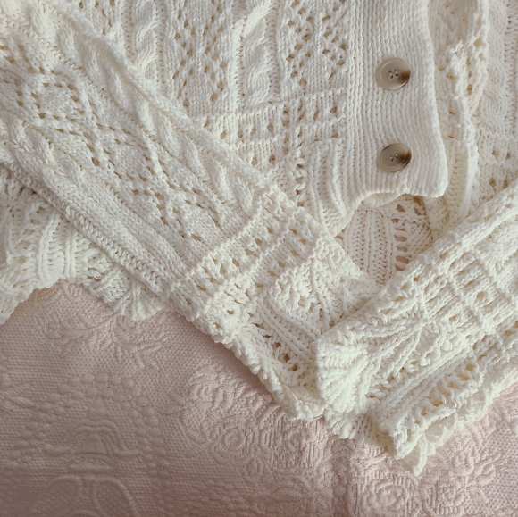 Zoco Ivory Cable Knit Cardigan - Picture 2 of 4